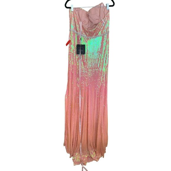 Mac Duggal Pink Sequins Maxi Dress Strapless Formal Gown Sz 10 NWT - Picture 6 of 7